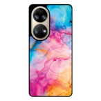 Huawei P50 telefoonhoesje met regenboog acryl marmer opdruk