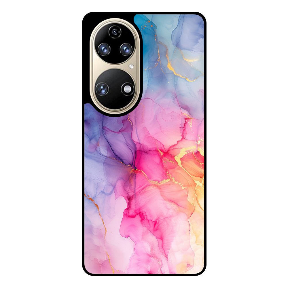 Huawei P50 telefoonhoesje met regenboog marmer opdruk