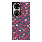 Huawei P50 telefoonhoesje met roze en rode hartjes opdruk