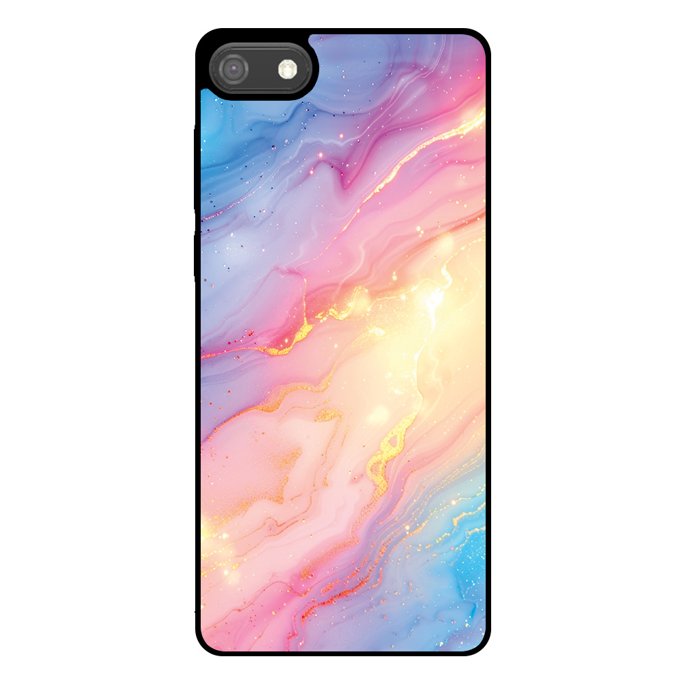 Huawei Y5 (2018) telefoonhoesje met regenboog glitter marmer opdruk