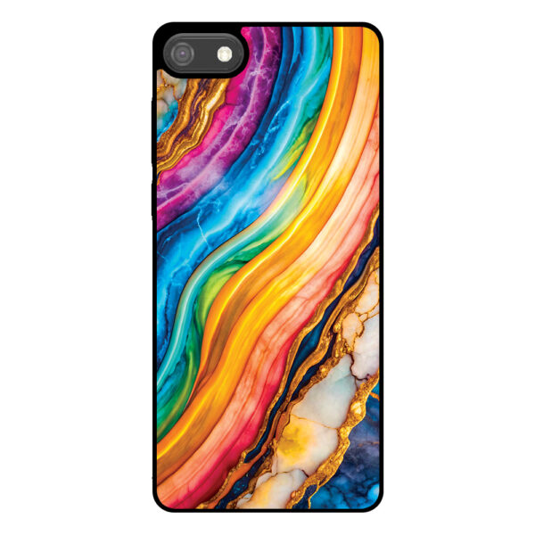 Huawei Y5 (2018) telefoonhoesje met regenboog goud marmer opdruk