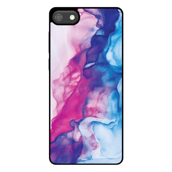 Huawei Y5 (2018) telefoonhoesje met roze blauw marmer opdruk