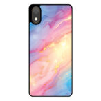 Huawei Y5 (2019) telefoonhoesje met regenboog glitter marmer opdruk