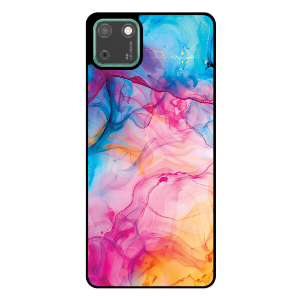 Huawei Y5P telefoonhoesje met regenboog acryl marmer opdruk