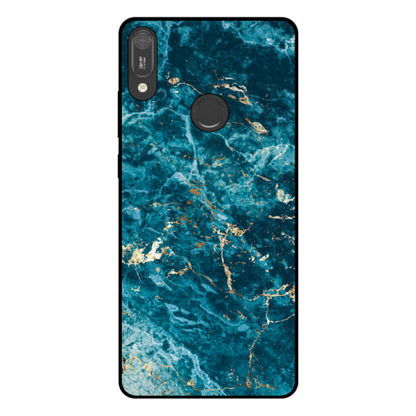 Huawei Y6 (2019) telefoonhoesje met blauw marmer opdruk