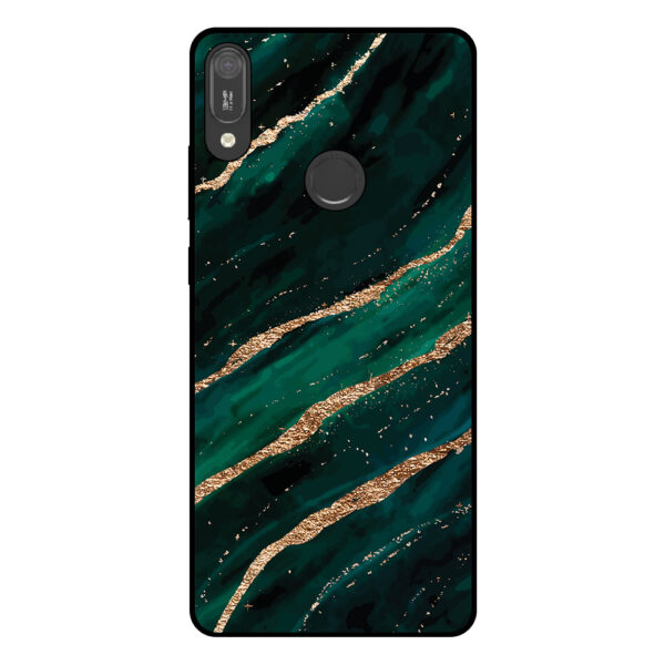 Huawei Y6 (2019) telefoonhoesje met groen goud marmer opdruk