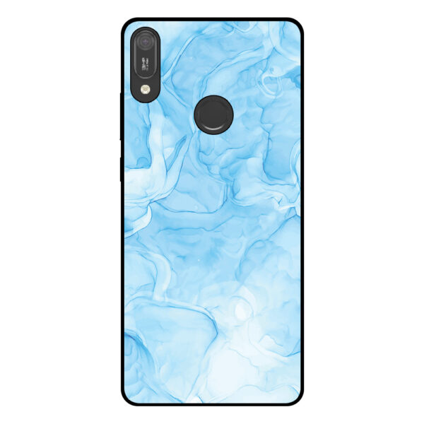 Huawei Y6 (2019) telefoonhoesje met lichtblauw marmer opdruk