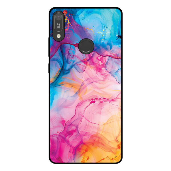 Huawei Y6 (2019) telefoonhoesje met regenboog acryl marmer opdruk