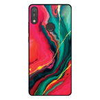 Huawei Y6 (2019) telefoonhoesje met rood groen marmer opdruk