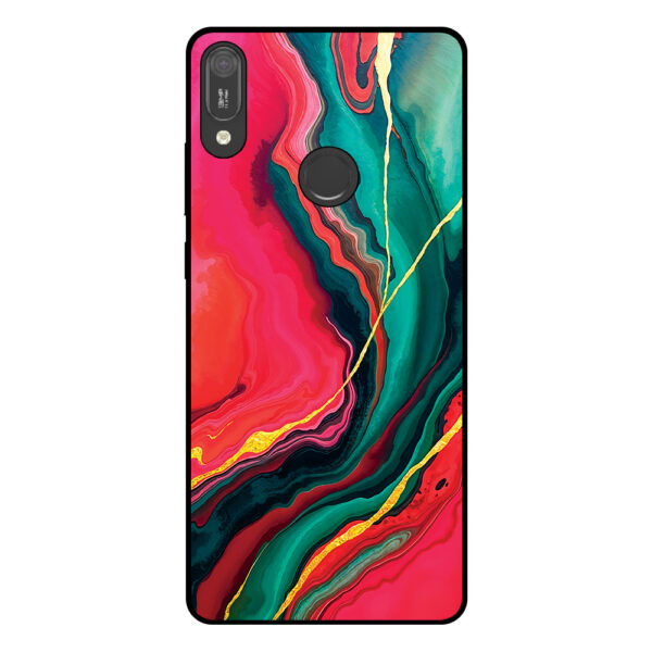 Huawei Y6 (2019) telefoonhoesje met rood groen marmer opdruk