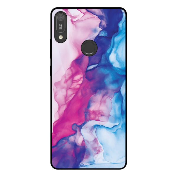 Huawei Y6 (2019) telefoonhoesje met roze blauw marmer opdruk