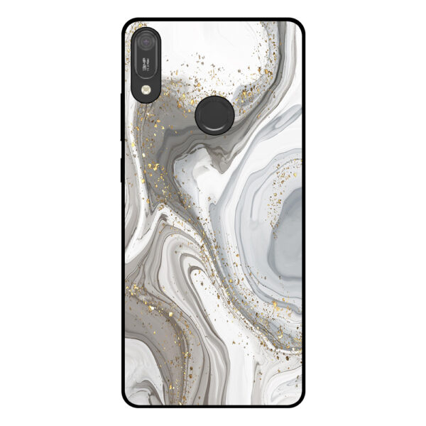 Huawei Y6 (2019) telefoonhoesje met zilver marmer opdruk