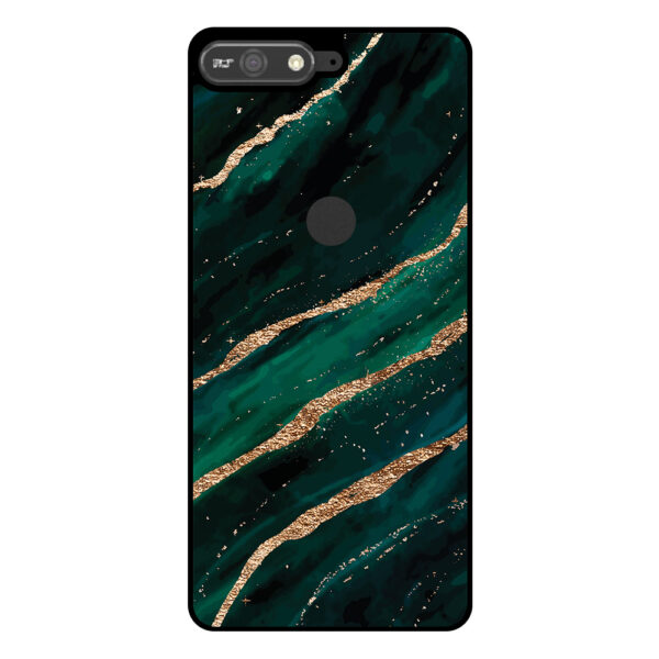 Huawei Y6 Prime (2018) telefoonhoesje met groen goud marmer opdruk