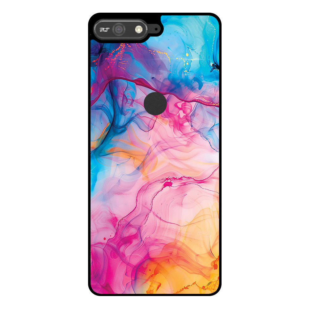 Huawei Y6 Prime (2018) telefoonhoesje met regenboog acryl marmer opdruk