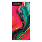 Huawei Y6 Prime (2018) telefoonhoesje met rood groen marmer opdruk