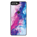 Huawei Y6 Prime (2018) telefoonhoesje met roze blauw marmer opdruk