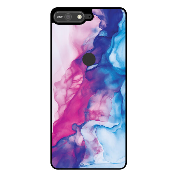 Huawei Y6 Prime (2018) telefoonhoesje met roze blauw marmer opdruk