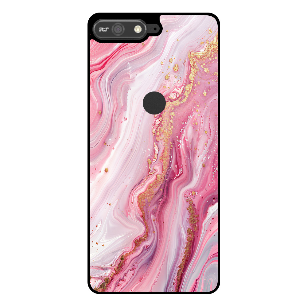 Huawei Y6 Prime (2018) telefoonhoesje met roze marmer opdruk