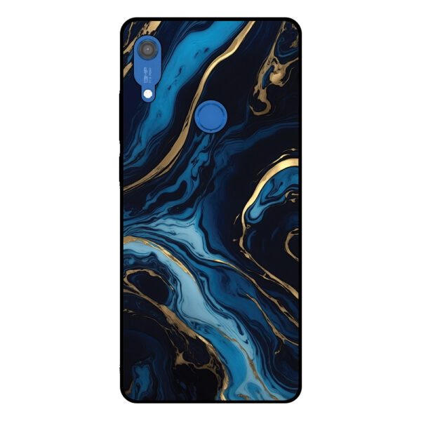 Huawei Y6S telefoonhoesje met blauw goud marmer opdruk