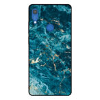 Huawei Y6S telefoonhoesje met blauw marmer opdruk