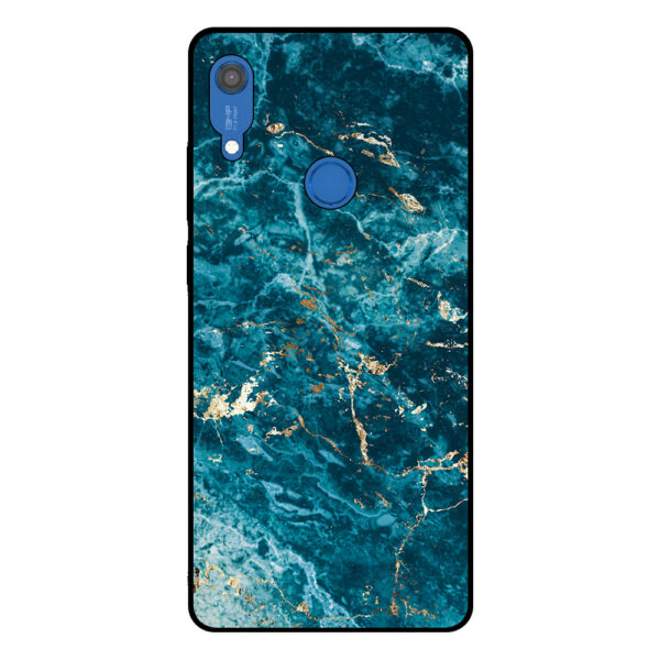 Huawei Y6S telefoonhoesje met blauw marmer opdruk