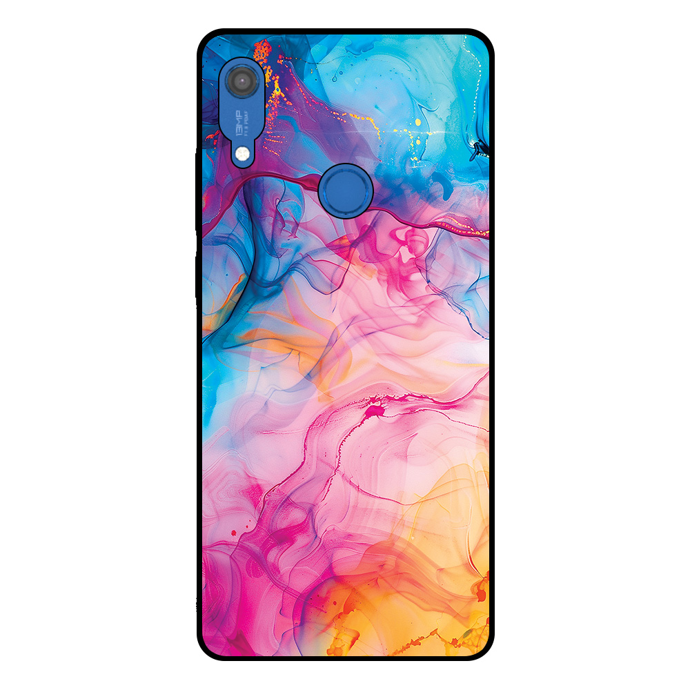 Huawei Y6S telefoonhoesje met regenboog acryl marmer opdruk