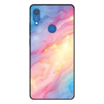 Huawei Y6S telefoonhoesje met regenboog glitter marmer opdruk