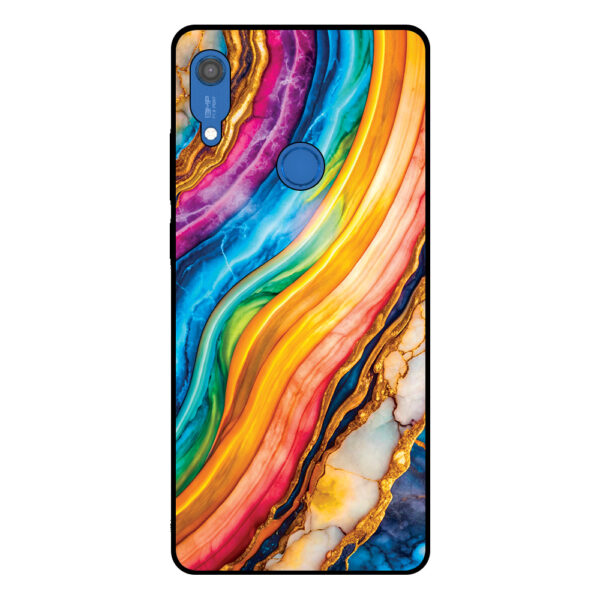 Huawei Y6S telefoonhoesje met regenboog goud marmer opdruk