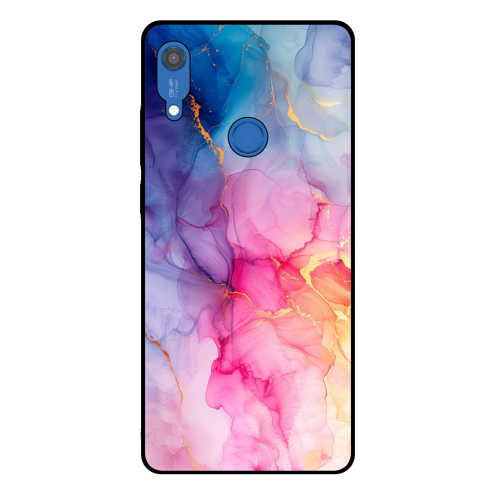 Huawei Y6S telefoonhoesje met regenboog marmer opdruk