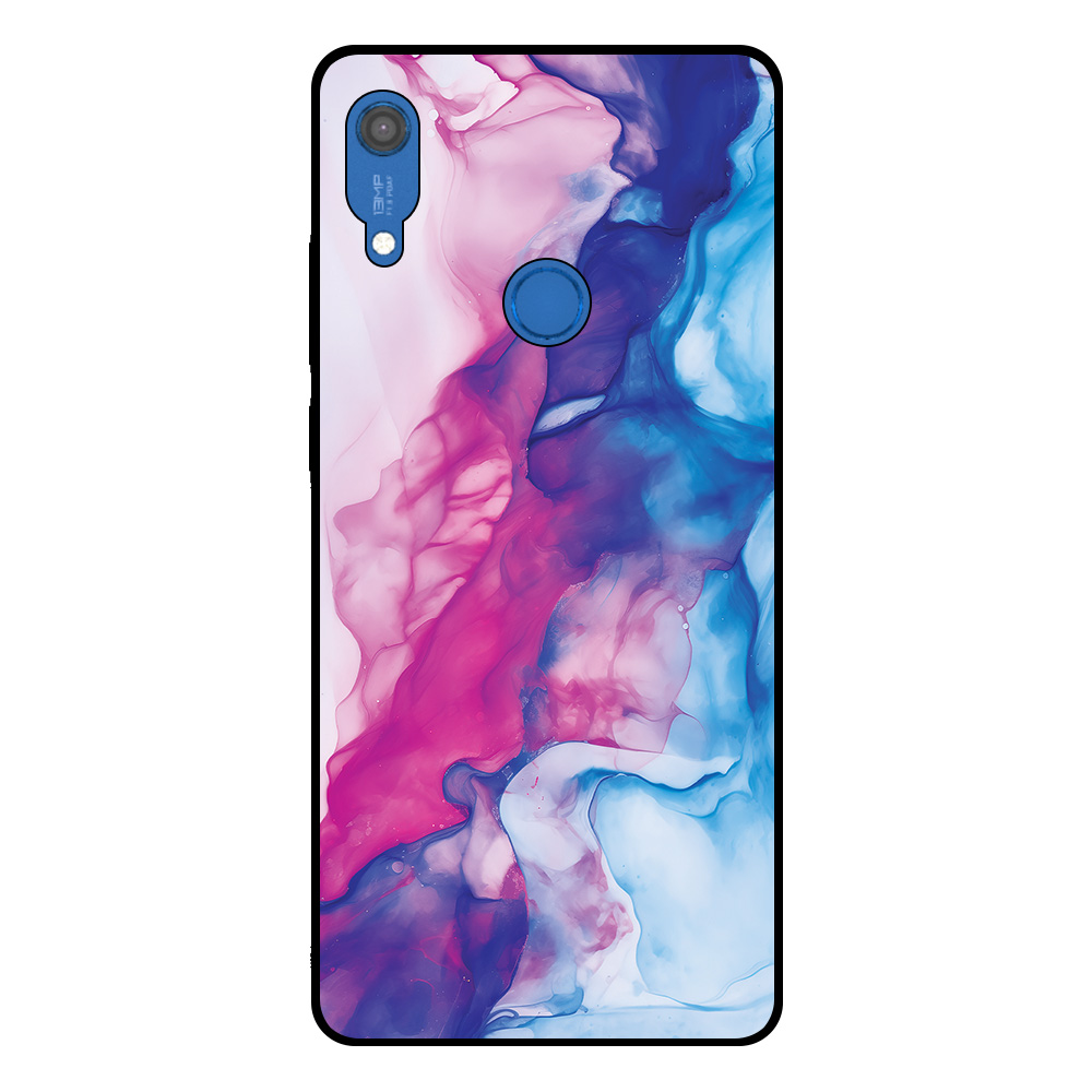 Huawei Y6S telefoonhoesje met roze blauw marmer opdruk