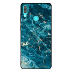 Huawei Y7 (2019) telefoonhoesje met blauw marmer opdruk