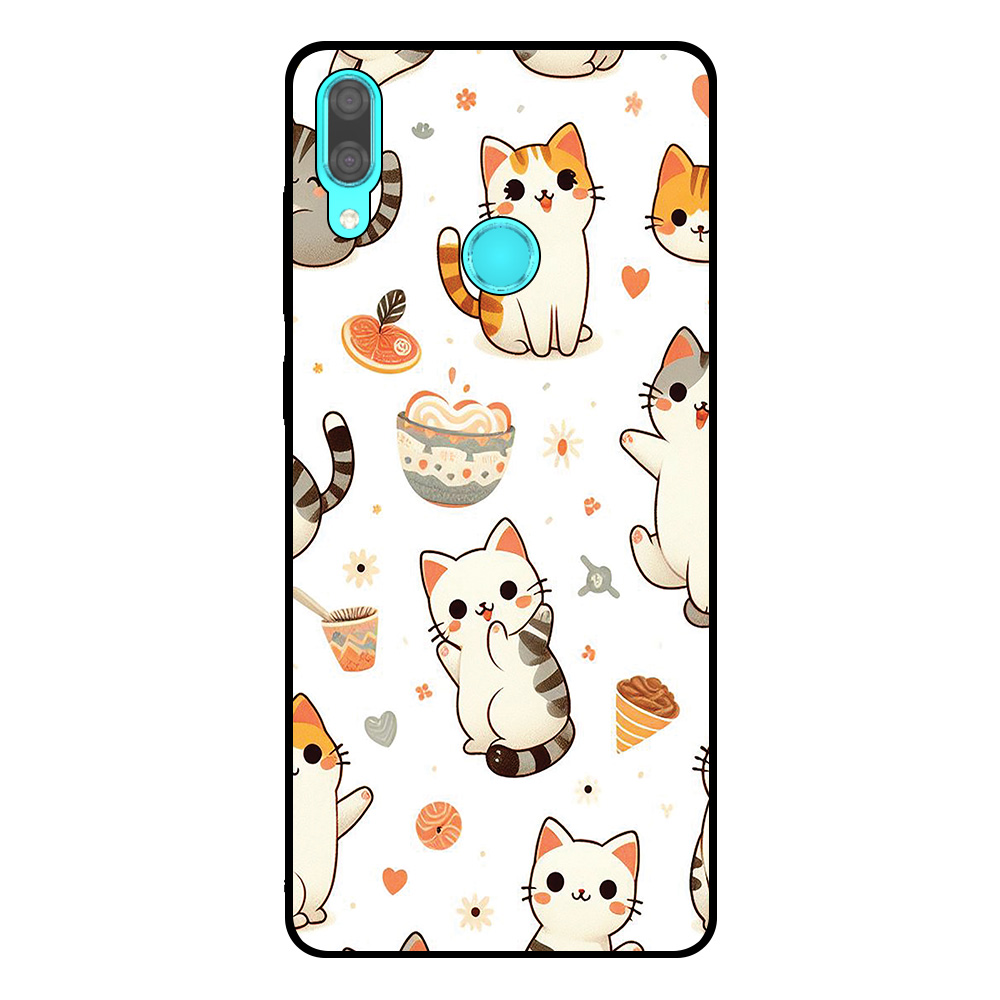 Huawei Y7 (2019) telefoonhoesje met katten opdruk