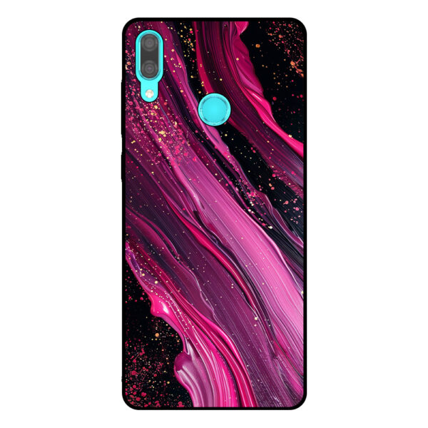 Huawei Y7 (2019) telefoonhoesje met paars roze marmer opdruk