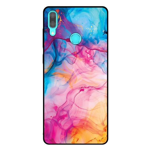 Huawei Y7 (2019) telefoonhoesje met regenboog acryl marmer opdruk