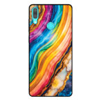 Huawei Y7 (2019) telefoonhoesje met regenboog goud marmer opdruk