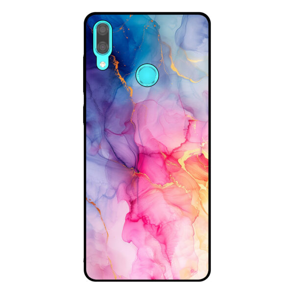 Huawei Y7 (2019) telefoonhoesje met regenboog marmer opdruk