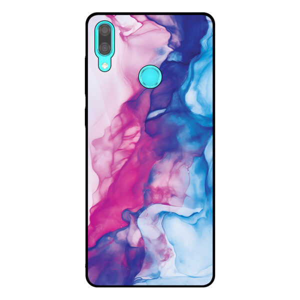 Huawei Y7 (2019) telefoonhoesje met roze blauw marmer opdruk