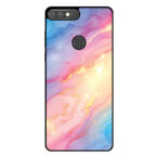 Huawei Y7 Prime (2018) telefoonhoesje met regenboog glitter marmer opdruk