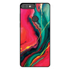 Huawei Y7 Prime (2018) telefoonhoesje met rood groen marmer opdruk