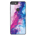 Huawei Y7 Prime (2018) telefoonhoesje met roze blauw marmer opdruk