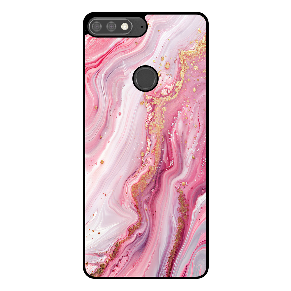 Huawei Y7 Prime (2018) telefoonhoesje met roze marmer opdruk