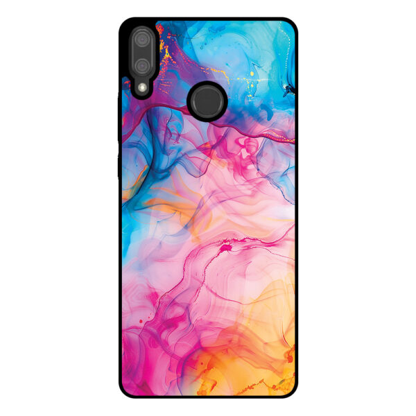 Huawei Y9 (2019) telefoonhoesje met regenboog acryl marmer opdruk