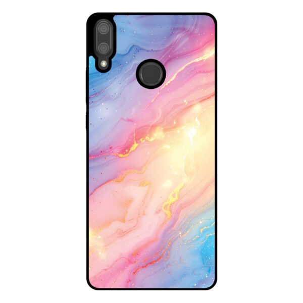 Huawei Y9 (2019) telefoonhoesje met regenboog glitter marmer opdruk