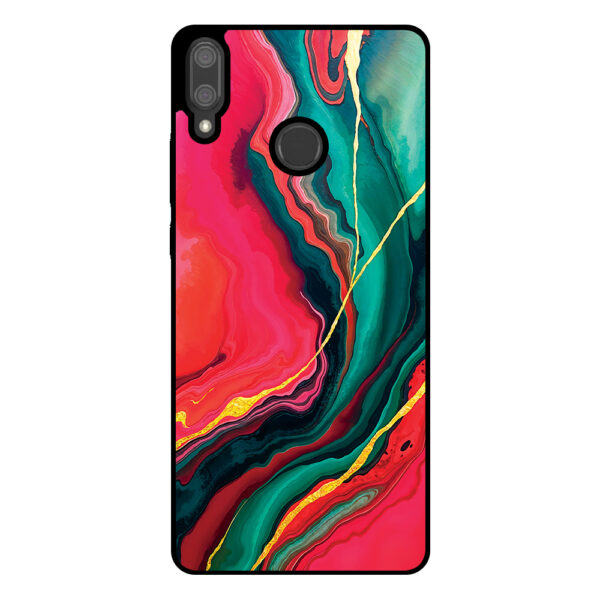 Huawei Y9 (2019) telefoonhoesje met rood groen marmer opdruk