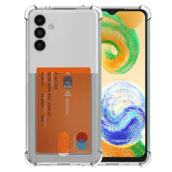 Samsung Galaxy A04s transparant hoesje met pashouder