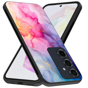 Samsung Galaxy A35 telefoonhoesje met regenboog marmer opdruk (3)