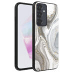 Samsung Galaxy A35 telefoonhoesje met zilver marmer opdruk (1)