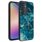 Samsung Galaxy A54 telefoonhoesje met blauw marmer opdruk (1)