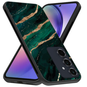 Samsung Galaxy A54 telefoonhoesje met groen goud marmer opdruk (3)
