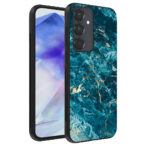 Samsung Galaxy A55 telefoonhoesje met blauw marmer opdruk (1)